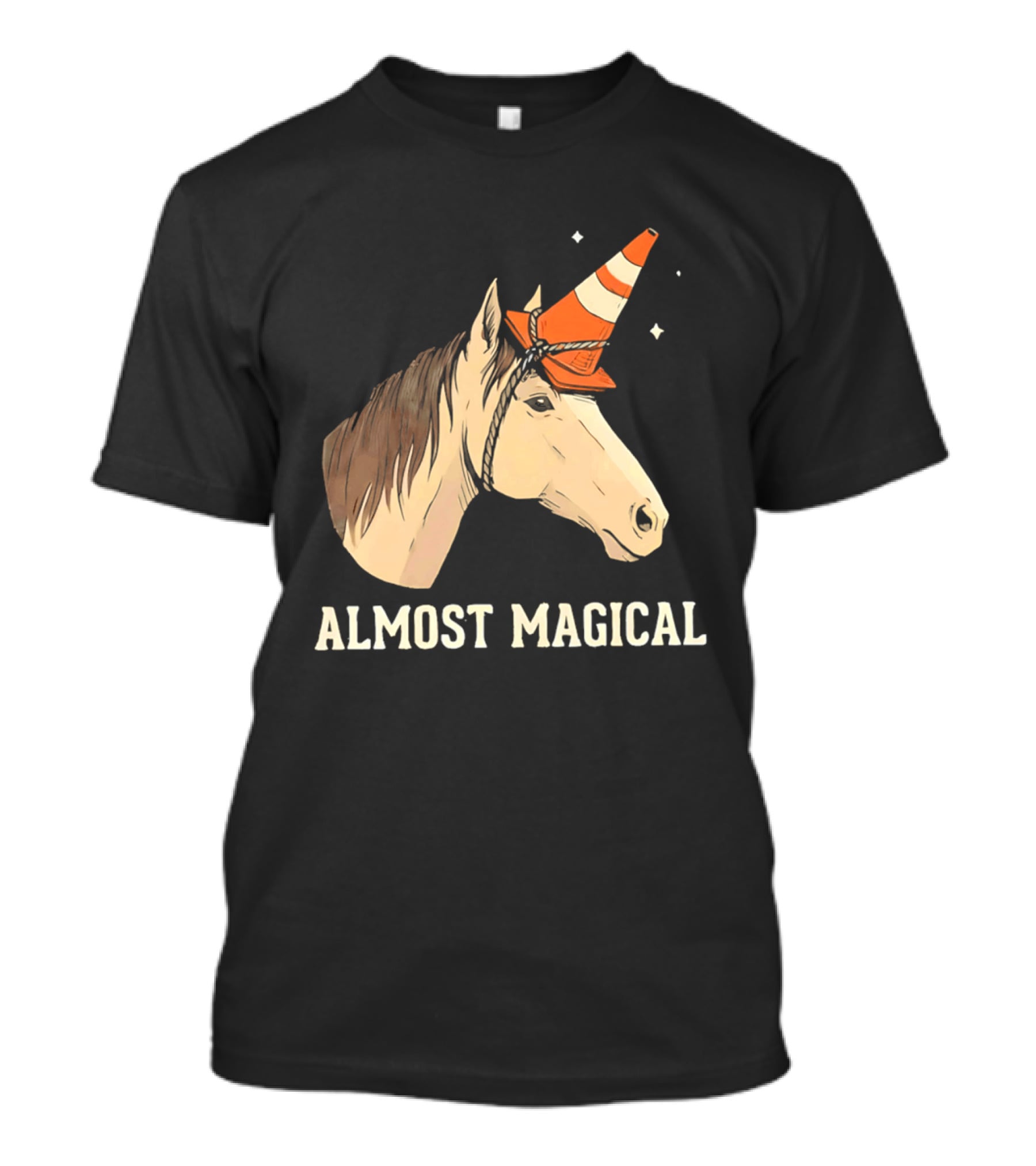 Almost Magical Horse With Traffic Cone Hat T-Shirt
