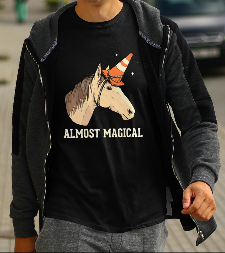 Almost Magical Horse With Traffic Cone Hat T-Shirt