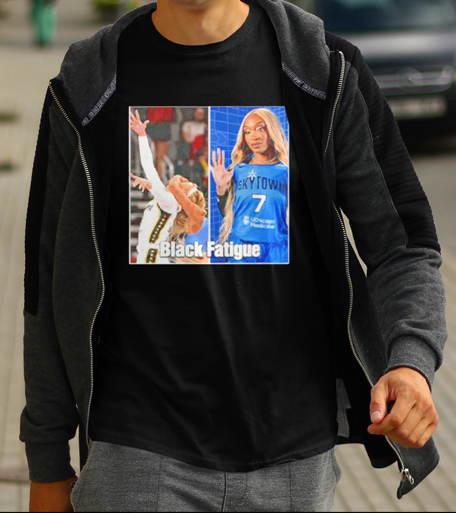 Skytown WNBA Black Fatigue Meme DiJonai Carrington Sophie Cunningham Hard Foul T-Shirt