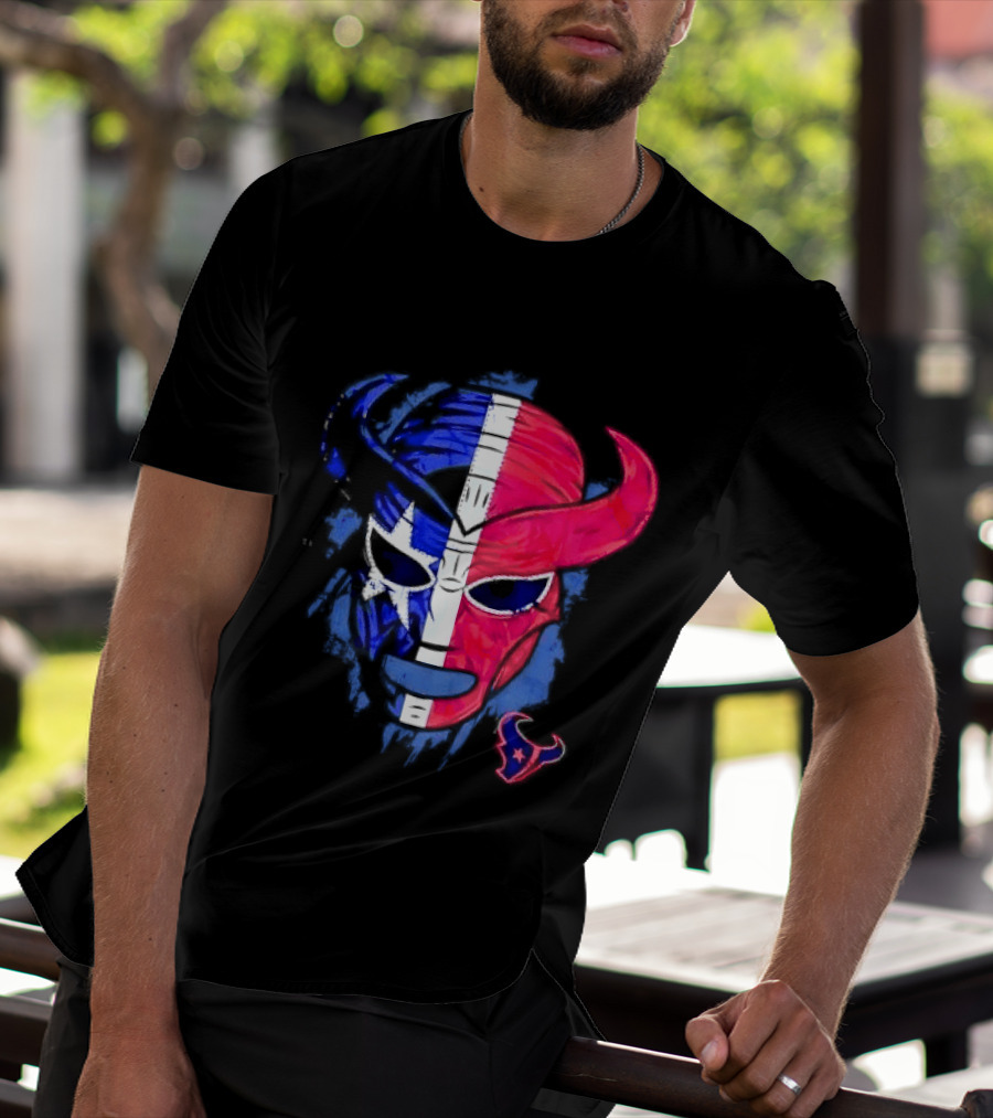 Houston Texans Distressed Lucha Libre Mask Texas Flag T-Shirt