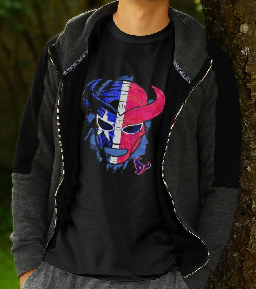 Houston Texans Distressed Lucha Libre Mask Texas Flag T-Shirt