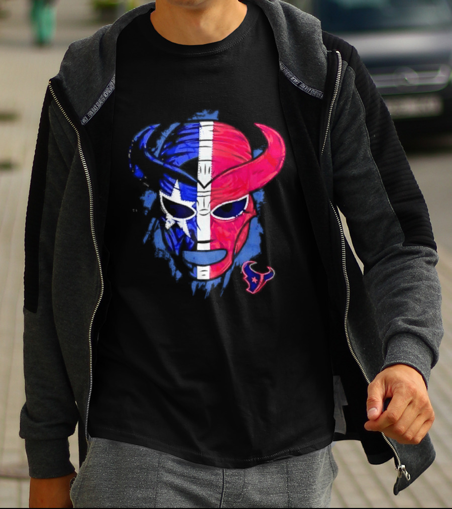 Houston Texans Distressed Lucha Libre Mask Texas Flag T-Shirt