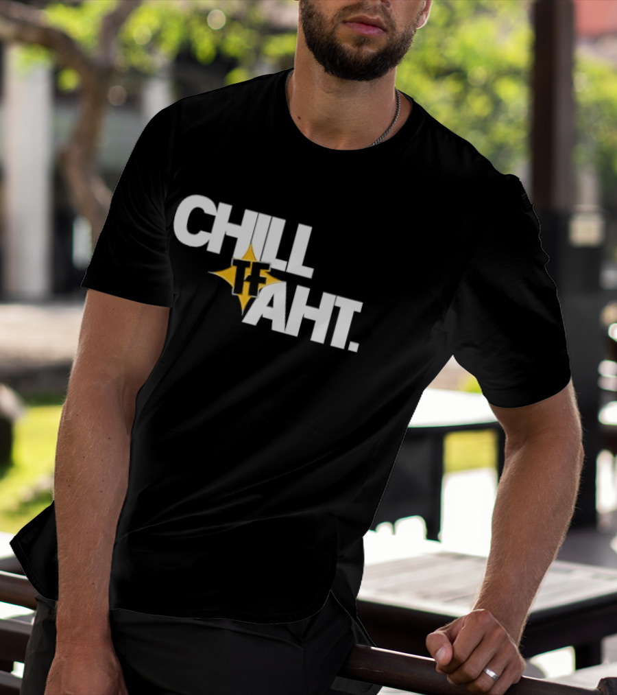 Chill Tf Aht 3D Block Lettering Yellow Pointed Star T-Shirt
