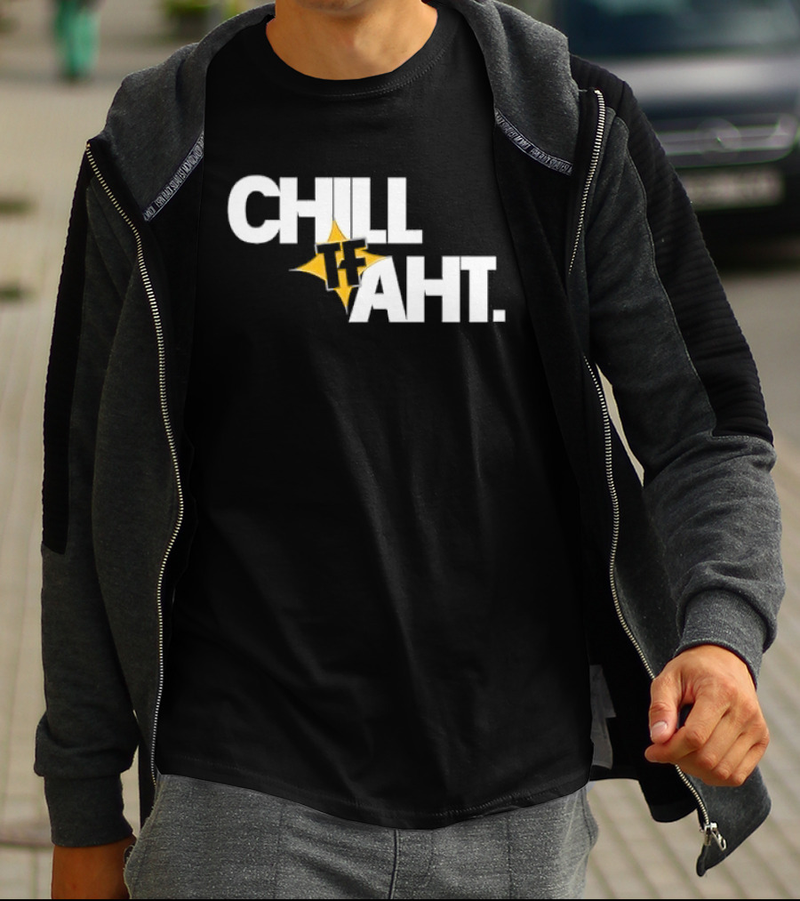 Chill Tf Aht 3D Block Lettering Yellow Pointed Star T-Shirt