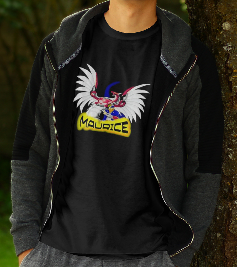 Maurice Cybernetic Dragon Winged Anime Duelist Trading Card Yellow T-Shirt