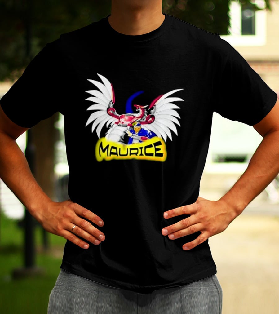 Maurice Cybernetic Dragon Winged Anime Duelist Trading Card Yellow T-Shirt