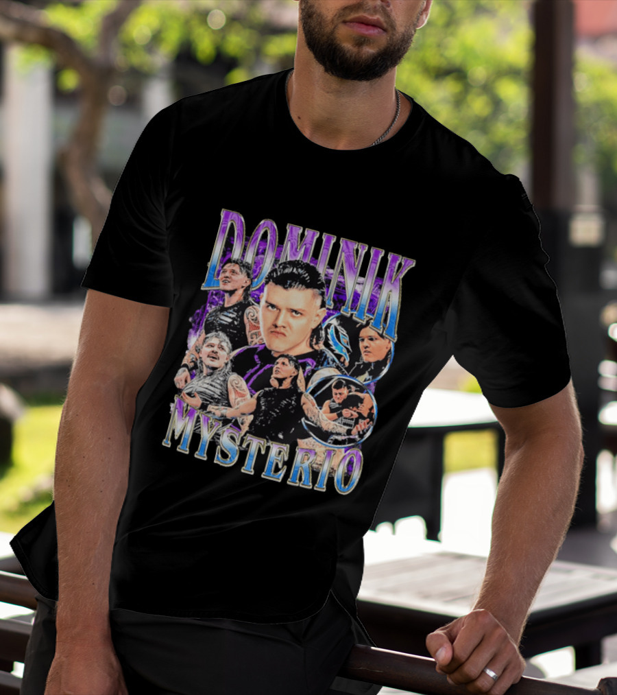 Dominik Mysterio Wrestler Photo Collage Metallic Gradient T-Shirt