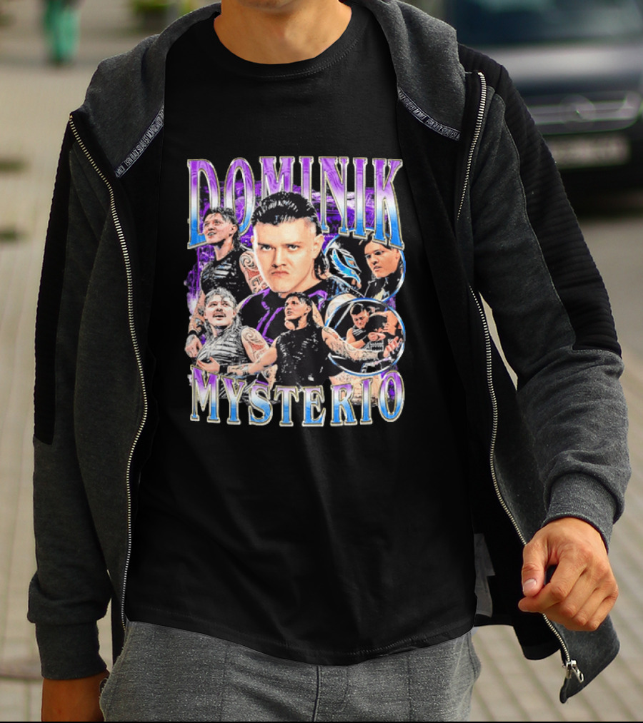 Dominik Mysterio Wrestler Photo Collage Metallic Gradient T-Shirt