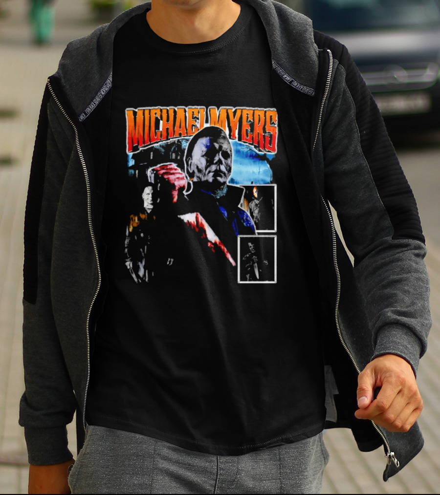 Michael Myers Bootleg Collage Mask Bloody Knife House T-Shirt