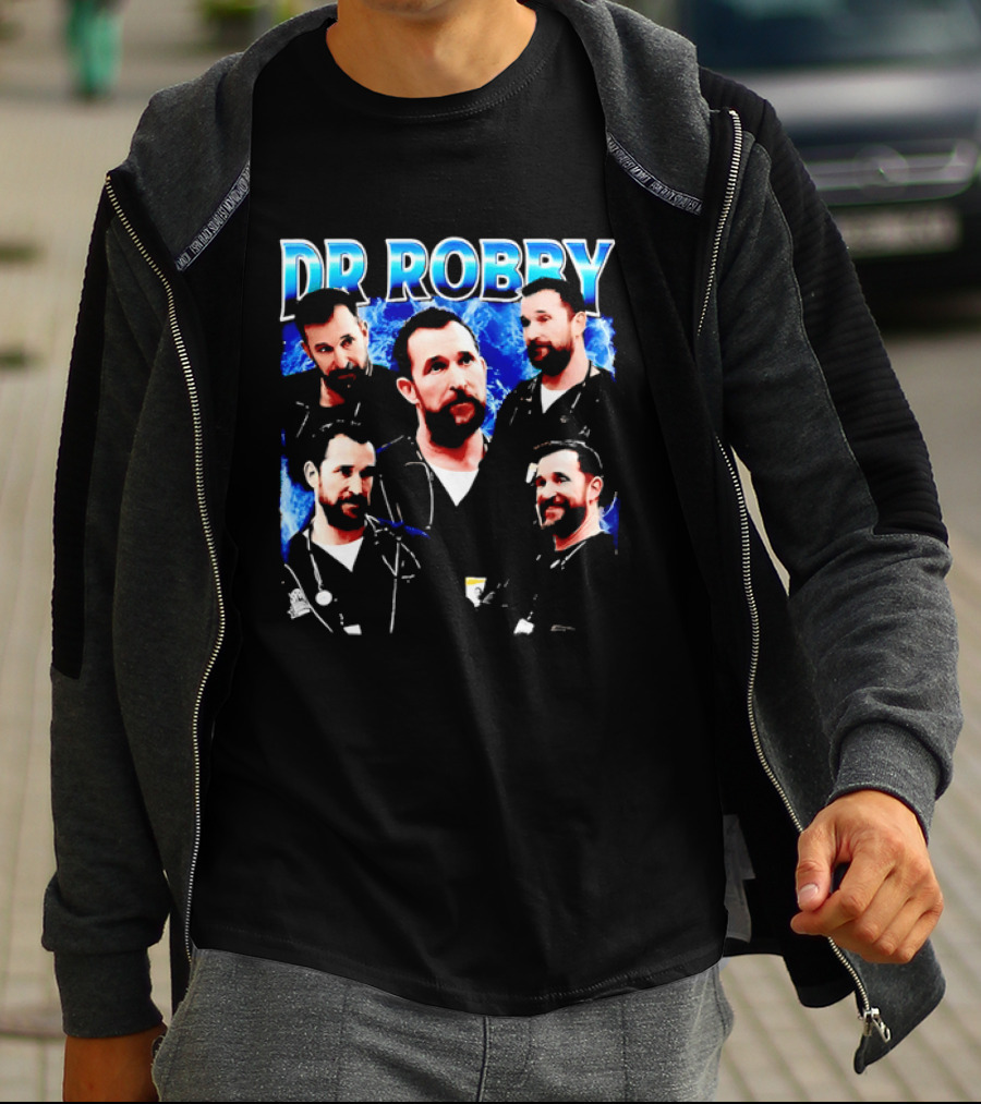 Dr Robby Bearded Male Doctor Scrubs Stethoscope Photo Collage T-Shirt