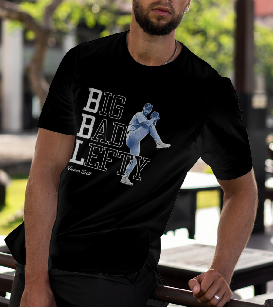 Miguel Rojas Wearing Tanner Scott Big Bad Lefty 66 T-Shirt
