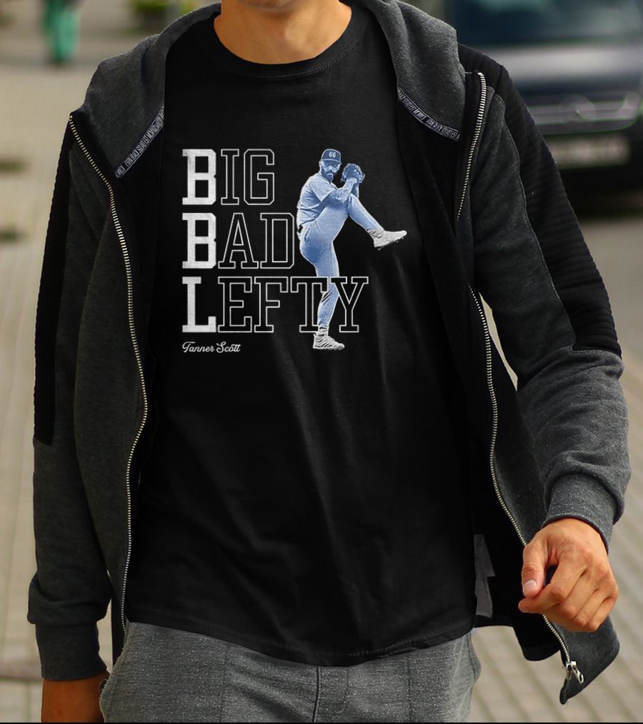 Miguel Rojas Wearing Tanner Scott Big Bad Lefty 66 T-Shirt