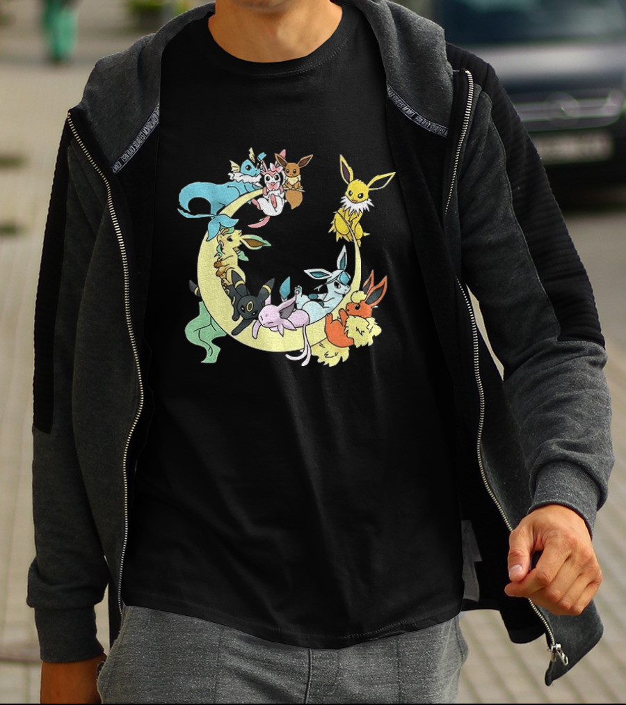 Eevee Evolutions Sylveon Umbreon Flareon Jolteon Vaporeon Espeon Leafeon Glaceon T-Shirt
