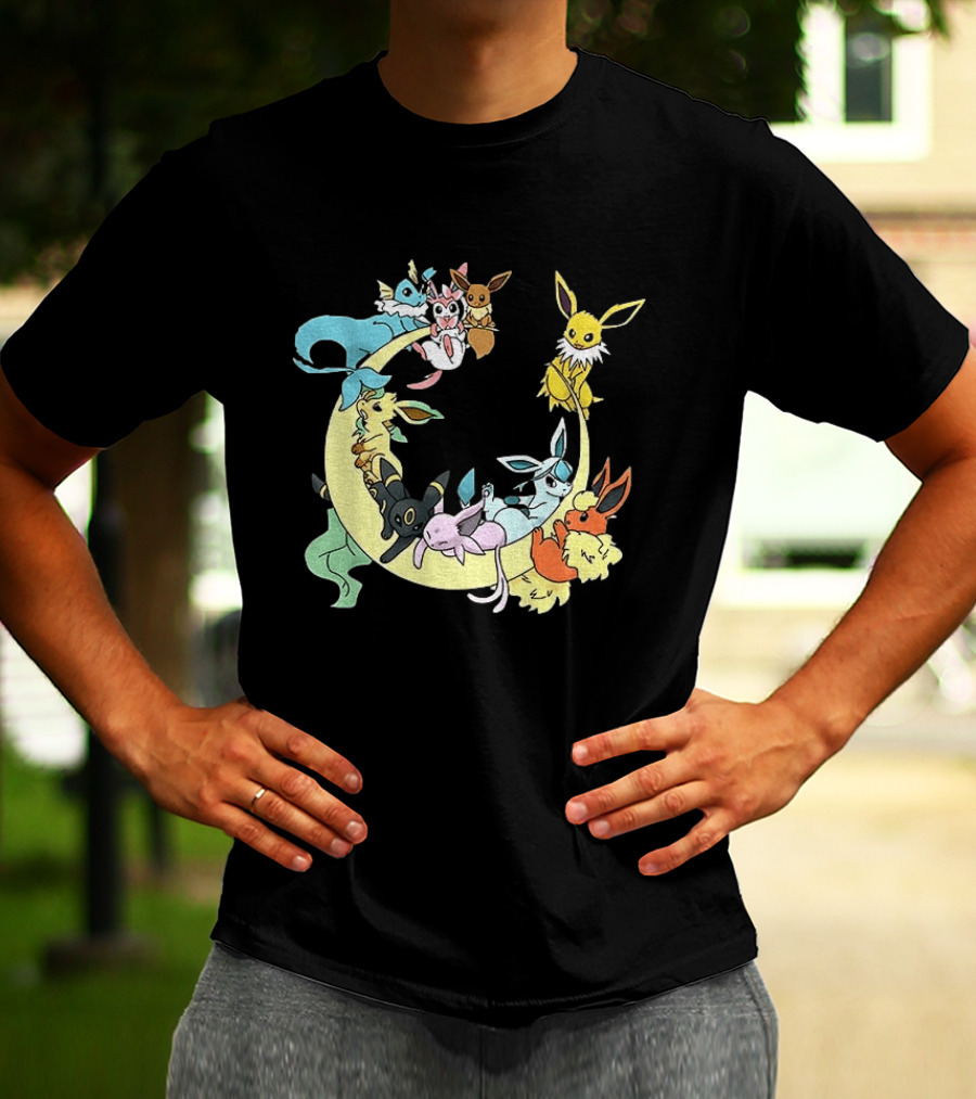 Eevee Evolutions Sylveon Umbreon Flareon Jolteon Vaporeon Espeon Leafeon Glaceon T-Shirt