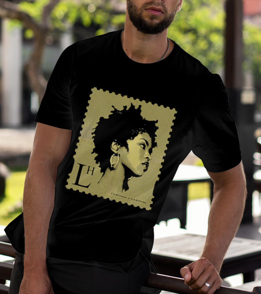 Everything Is Lh Gold Line Afro Woman Stamp T-Shirt