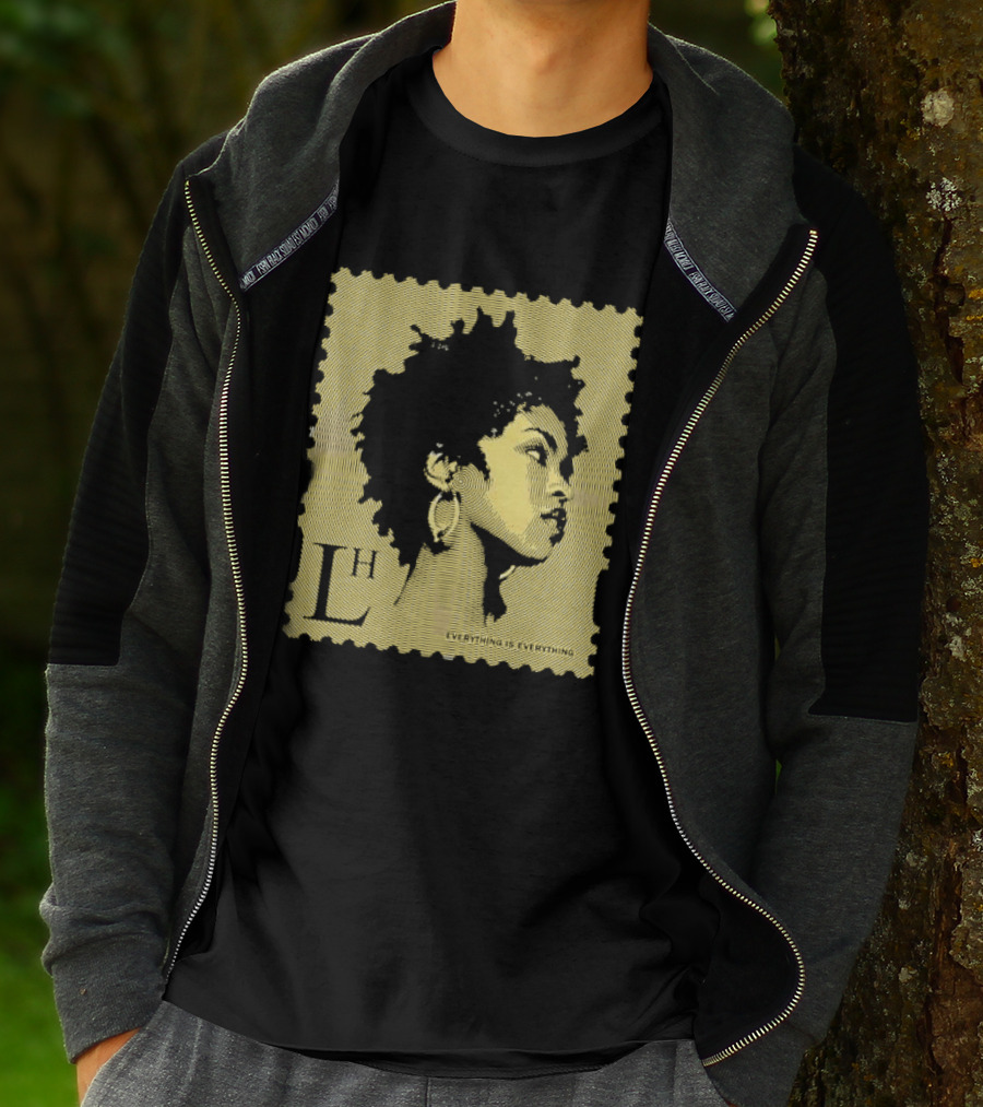 Everything Is Lh Gold Line Afro Woman Stamp T-Shirt