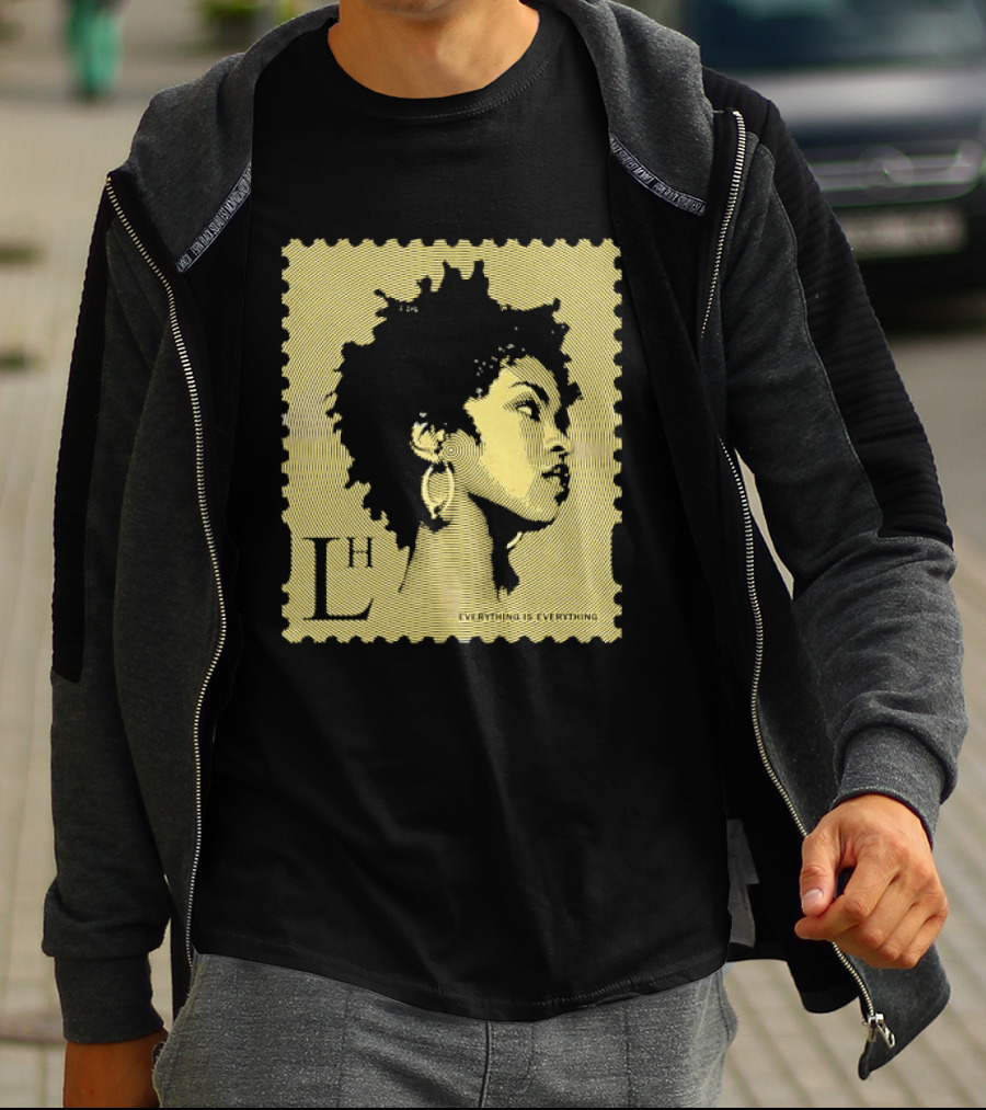 Everything Is Lh Gold Line Afro Woman Stamp T-Shirt