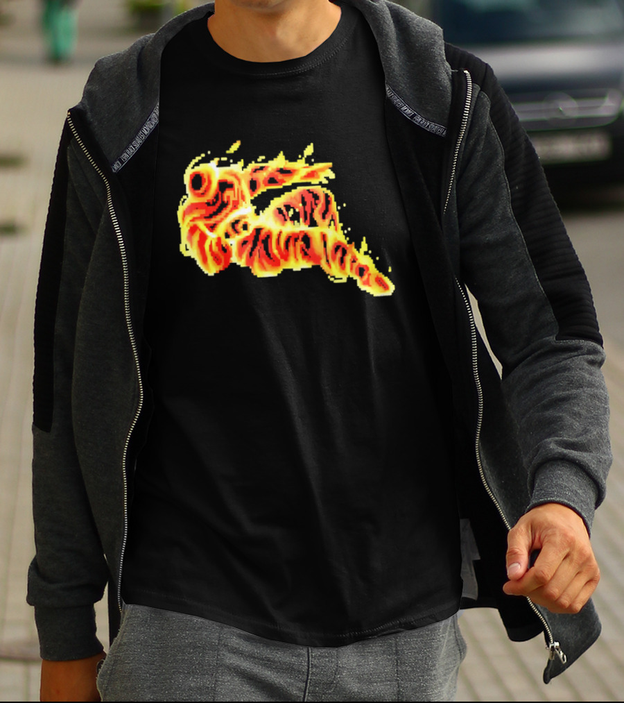 Fiery Waves Of Burning Flame Blaze In Yellow Orange Red Hues T-Shirt