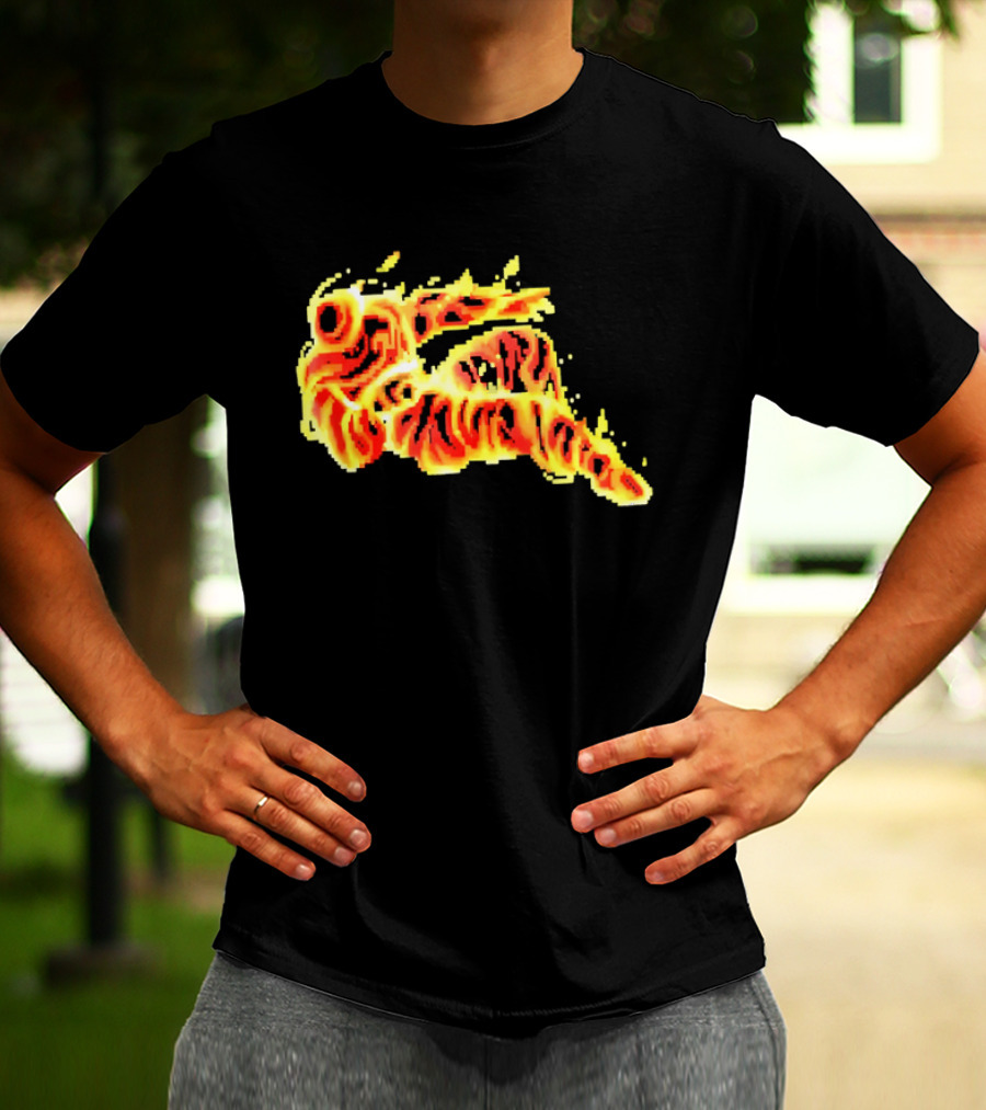 Fiery Waves Of Burning Flame Blaze In Yellow Orange Red Hues T-Shirt