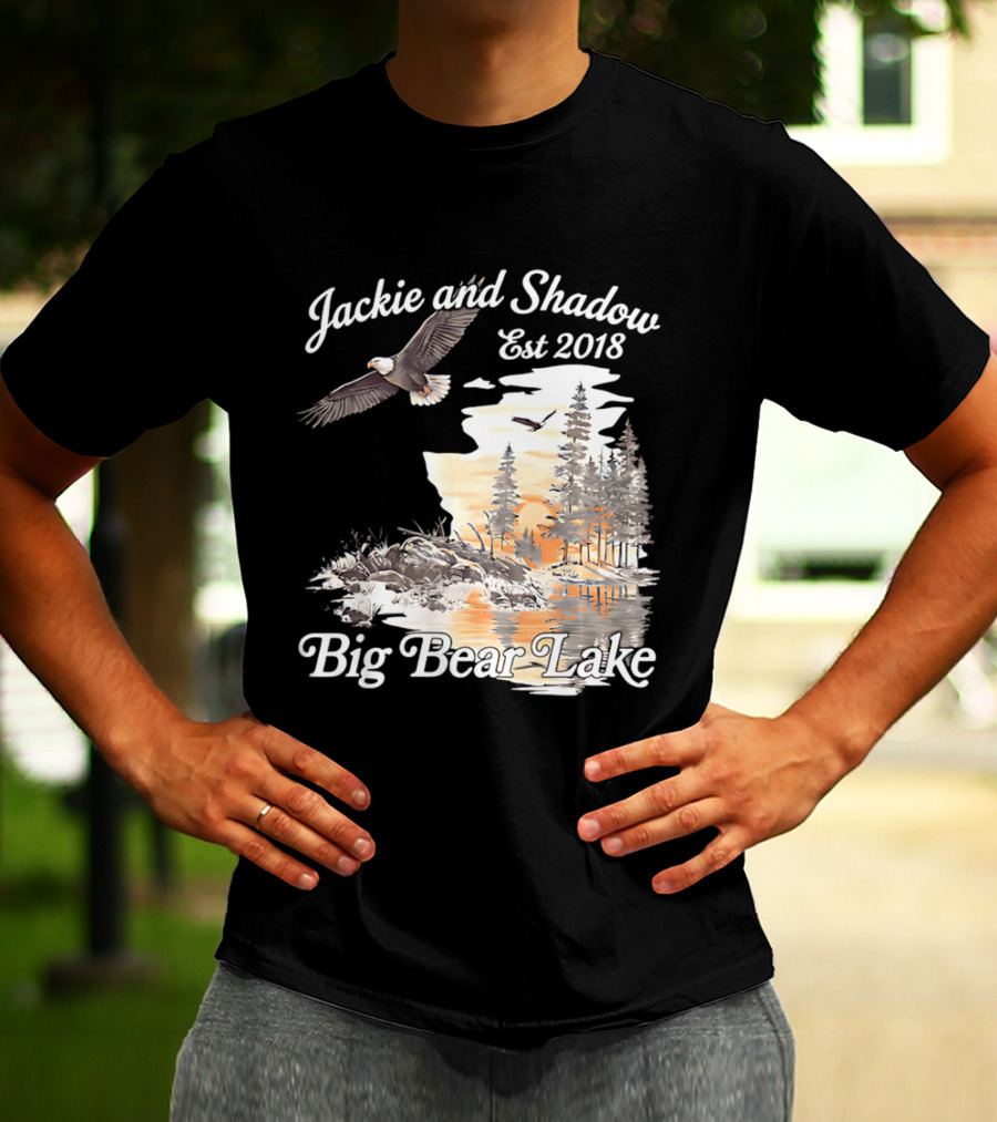 Jackie And Shadow Est 2018 Big Bear Lake Bald Eagles Family Scenic Nature T-Shirt