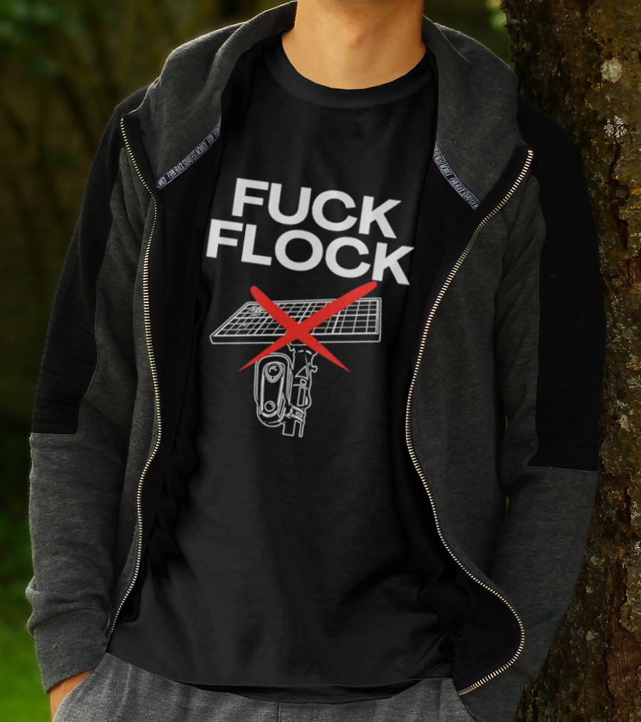 Fuck Flock Surveillance Camera Solar Panel Red X T-Shirt