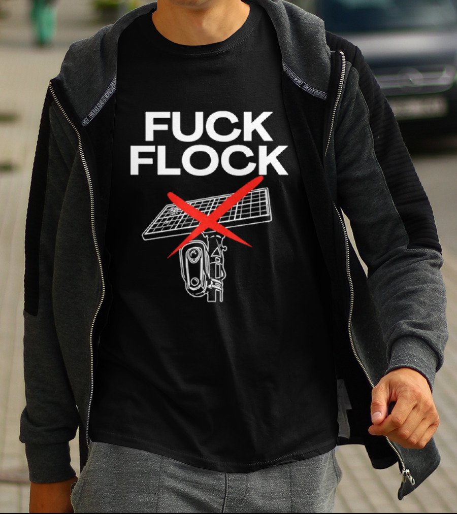 Fuck Flock Surveillance Camera Solar Panel Red X T-Shirt