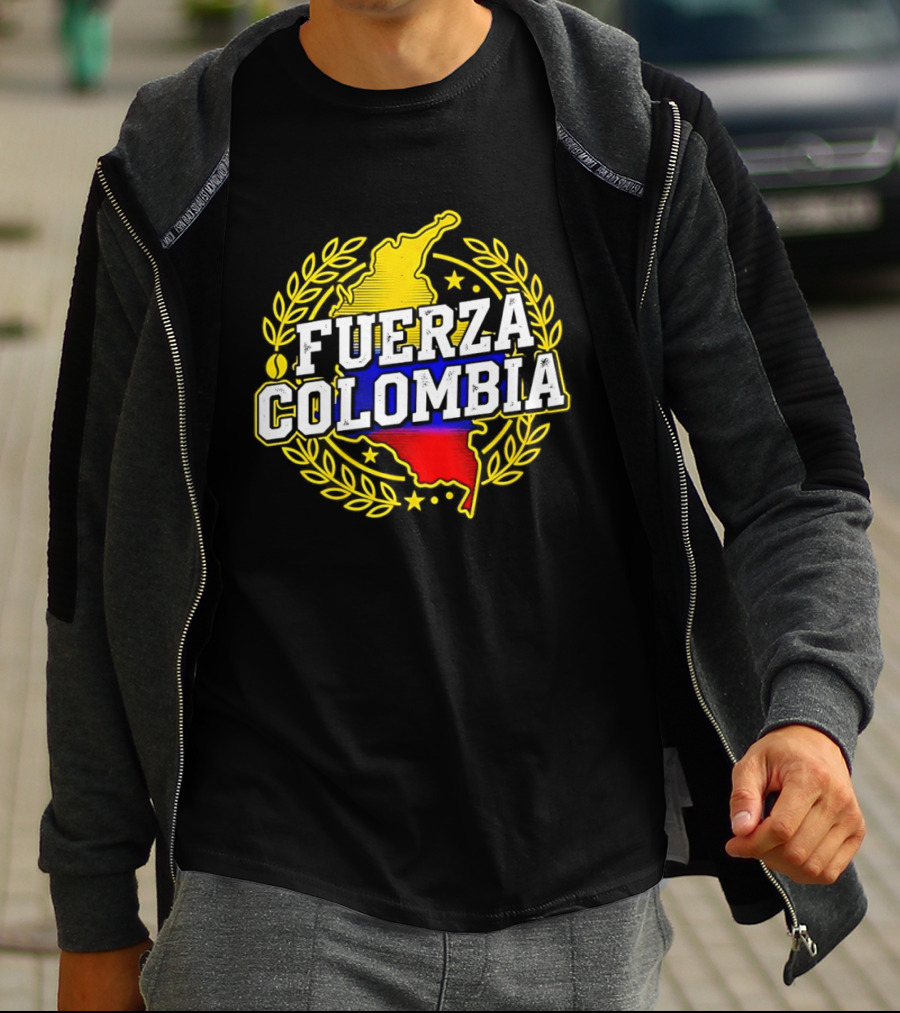 Fuerza Colombia Earthquake Relief Support Colombian Pride Map T-Shirt