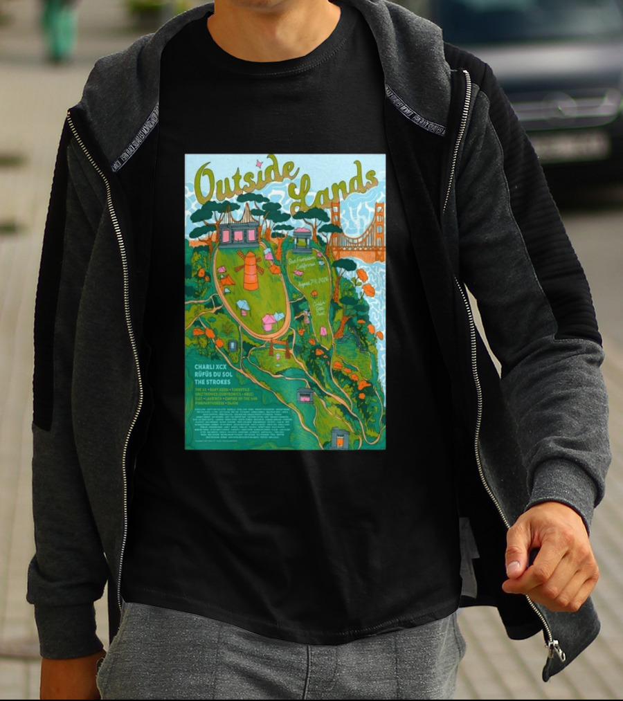Outside Lands San Francisco August 7 9 2026 Golden Gate Park Charli XCX Rufus Du Sol The Strokes T-Shirt