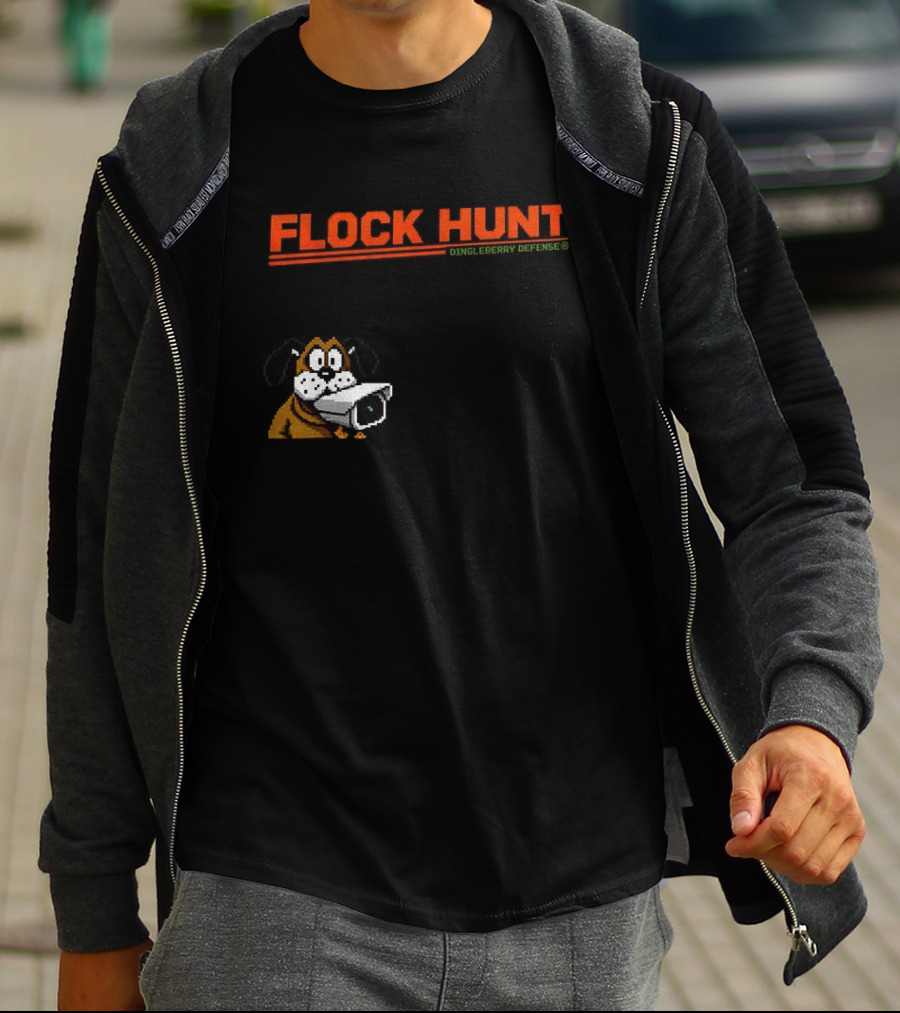 Flock Hunt Pixelated Canine Dingleberry Defense Security Camera T-Shirt