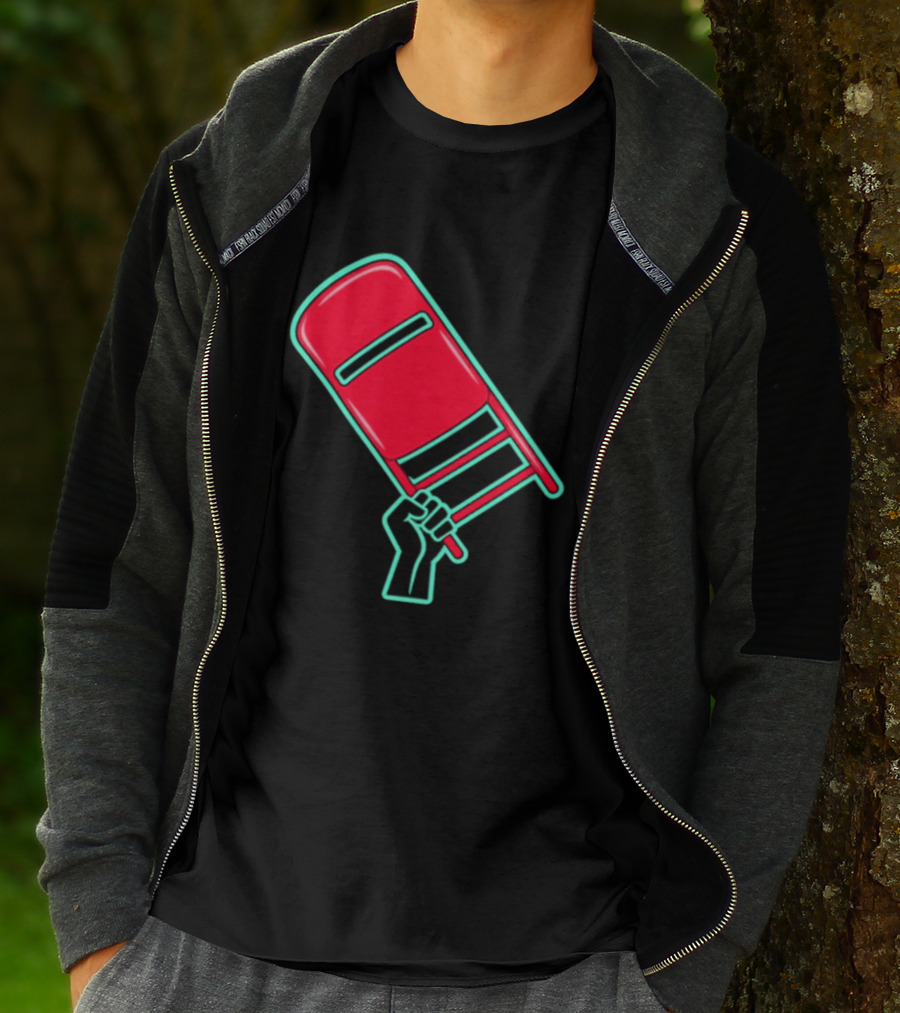 Rebellious Raised Fist Holding Red Chair Protest T-Shirt