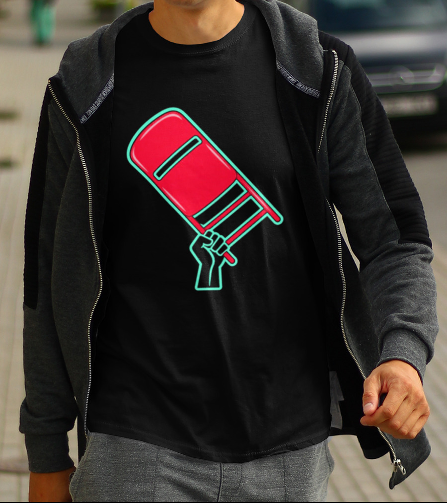 Rebellious Raised Fist Holding Red Chair Protest T-Shirt