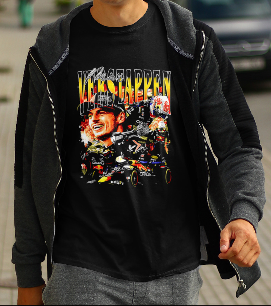 Max Verstappen Red Bull Racing F1 Driver Trophy Car Photo Collage T-Shirt
