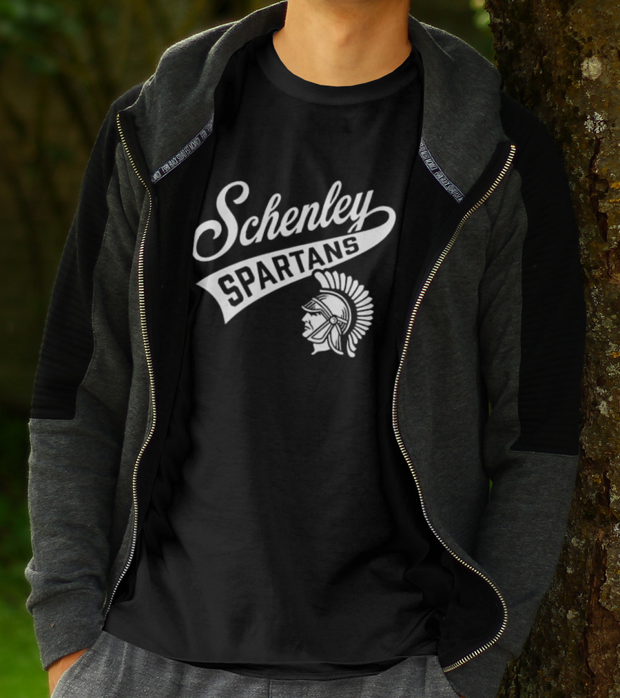 Schenley Spartans Cursive Script Banner Helmet Crest T-Shirt