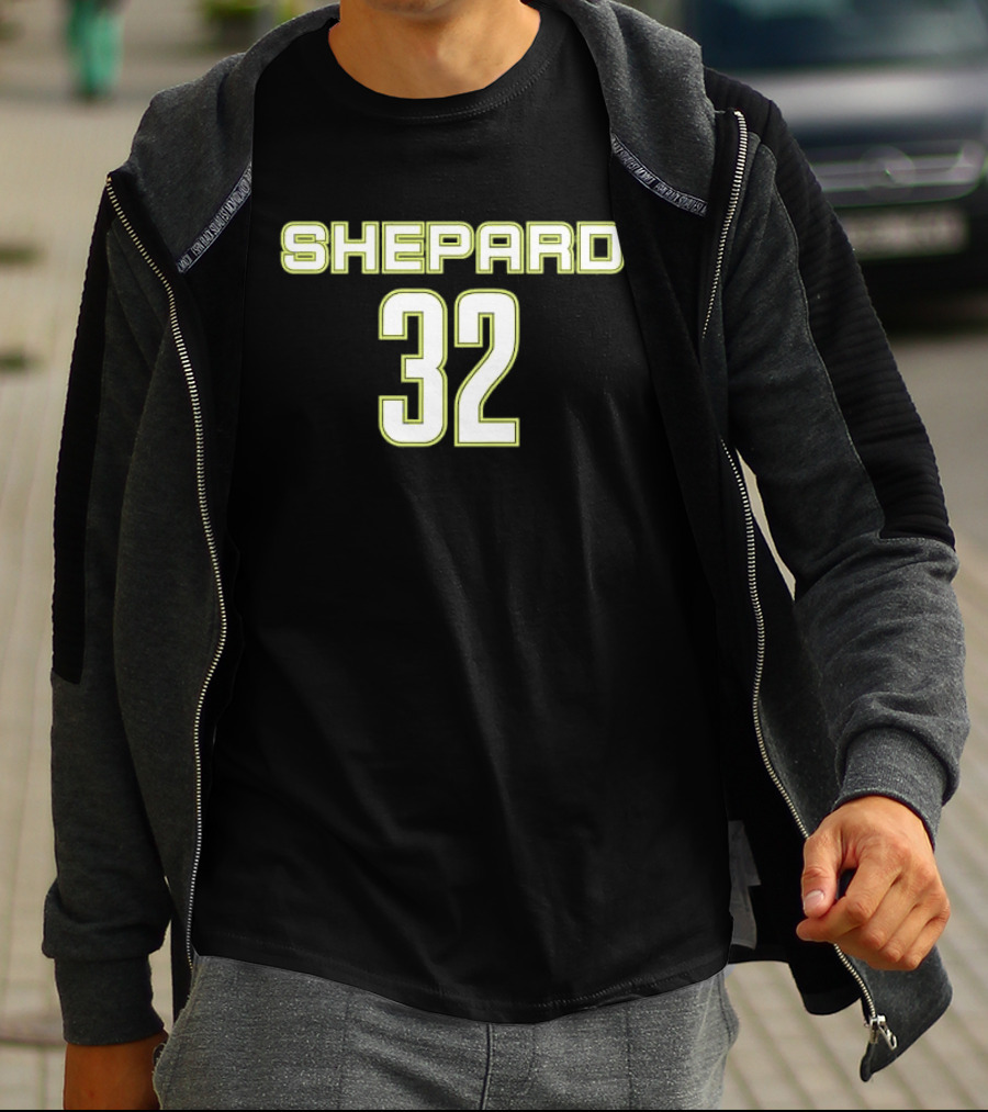 Shepard 32 Lime Green Athletic Block Lettering Jersey T-Shirt