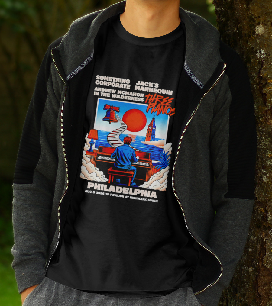 Something Corporate Jack's Mannequin Andrew McMahon Three Pianos Philadelphia Aug 08 2026 T-Shirt