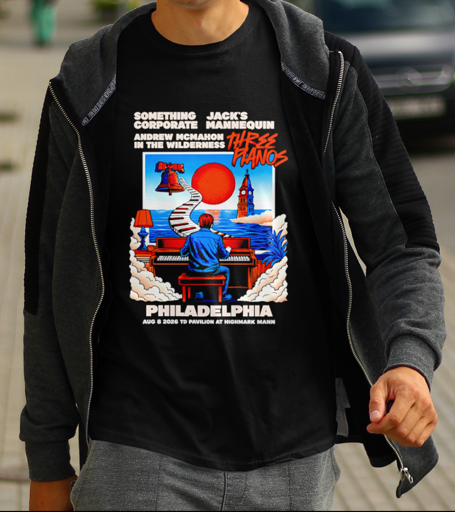 Something Corporate Jack's Mannequin Andrew McMahon Three Pianos Philadelphia Aug 08 2026 T-Shirt