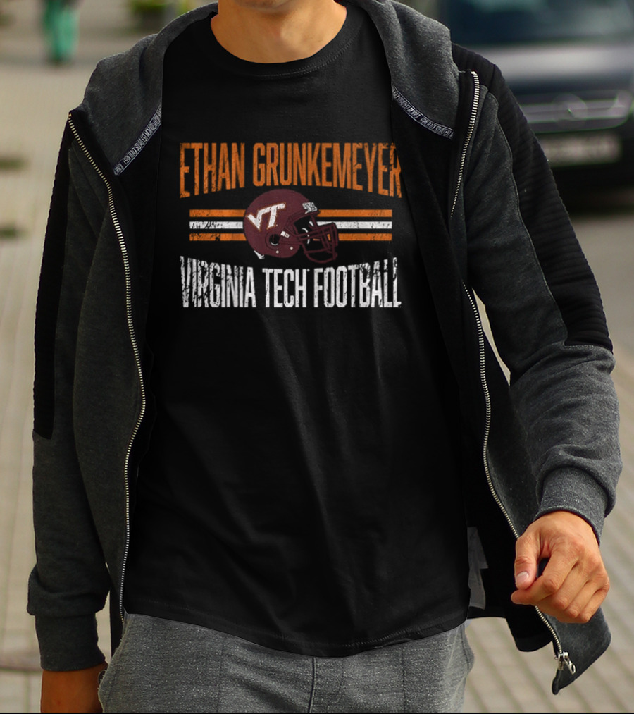 Ethan Grunkemeyer Virginia Tech Football VT Helmet T-Shirt