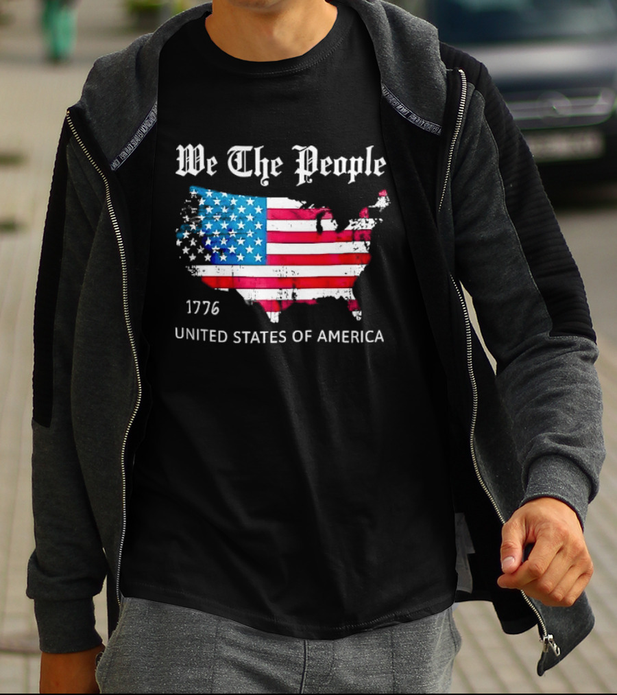 We The People 1776 Distressed USA Map Flag United States Of America T-Shirt