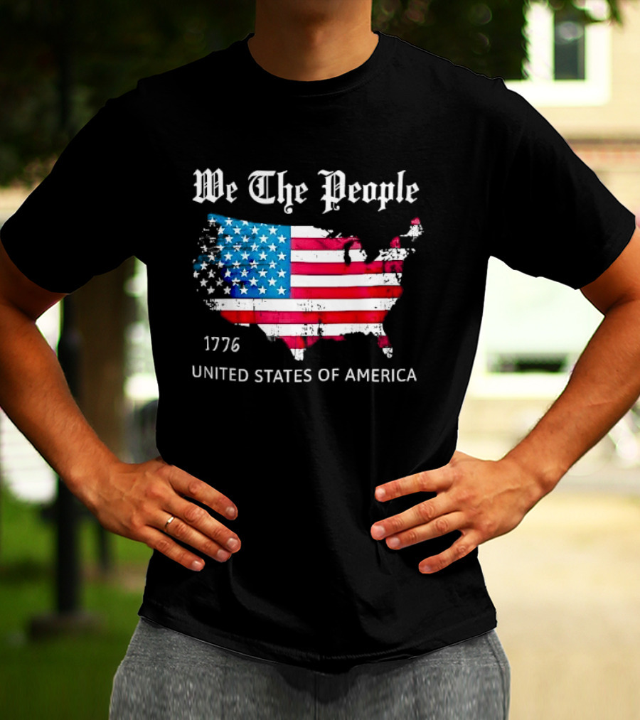 We The People 1776 Distressed USA Map Flag United States Of America T-Shirt