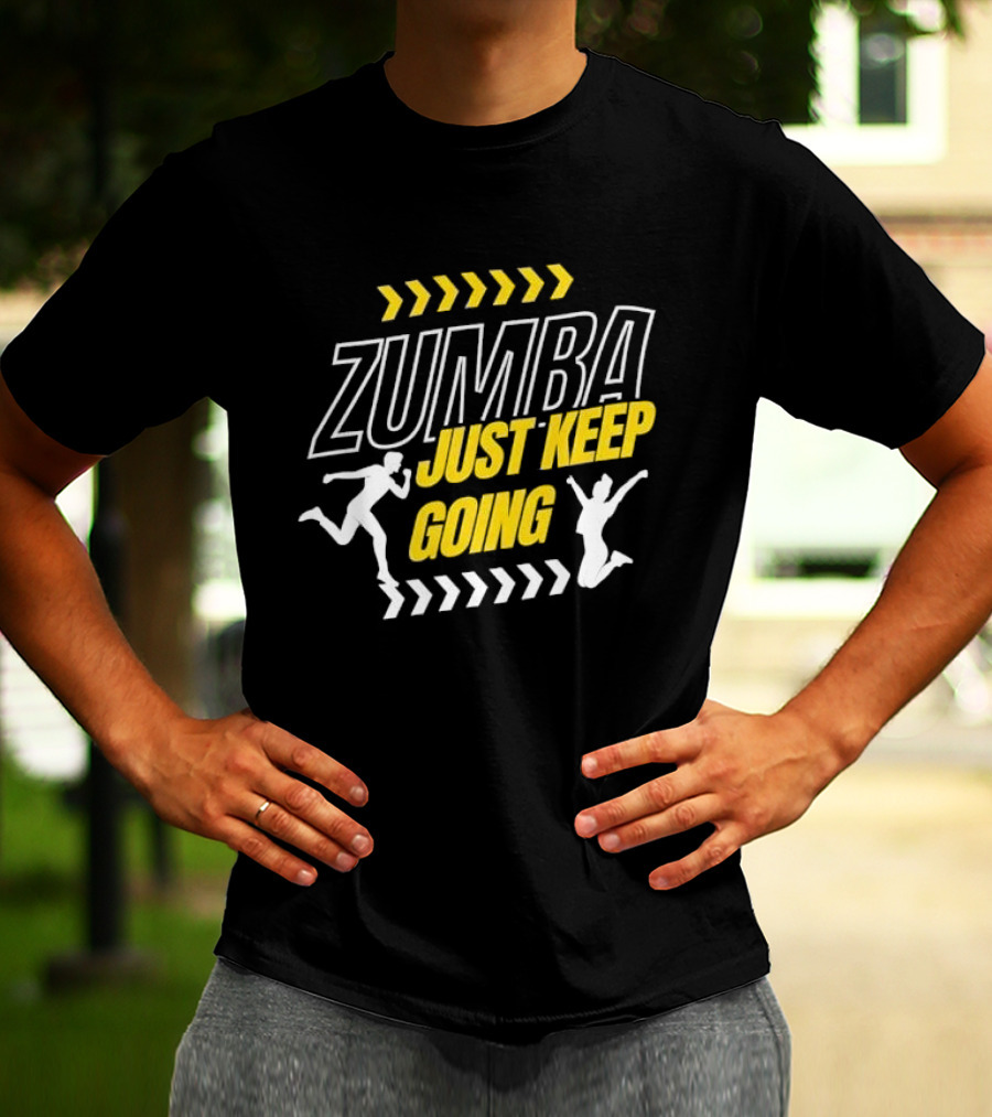 Zumba Just Keep Going Fitness Running Jumping Chevron Arrows T-Shirt