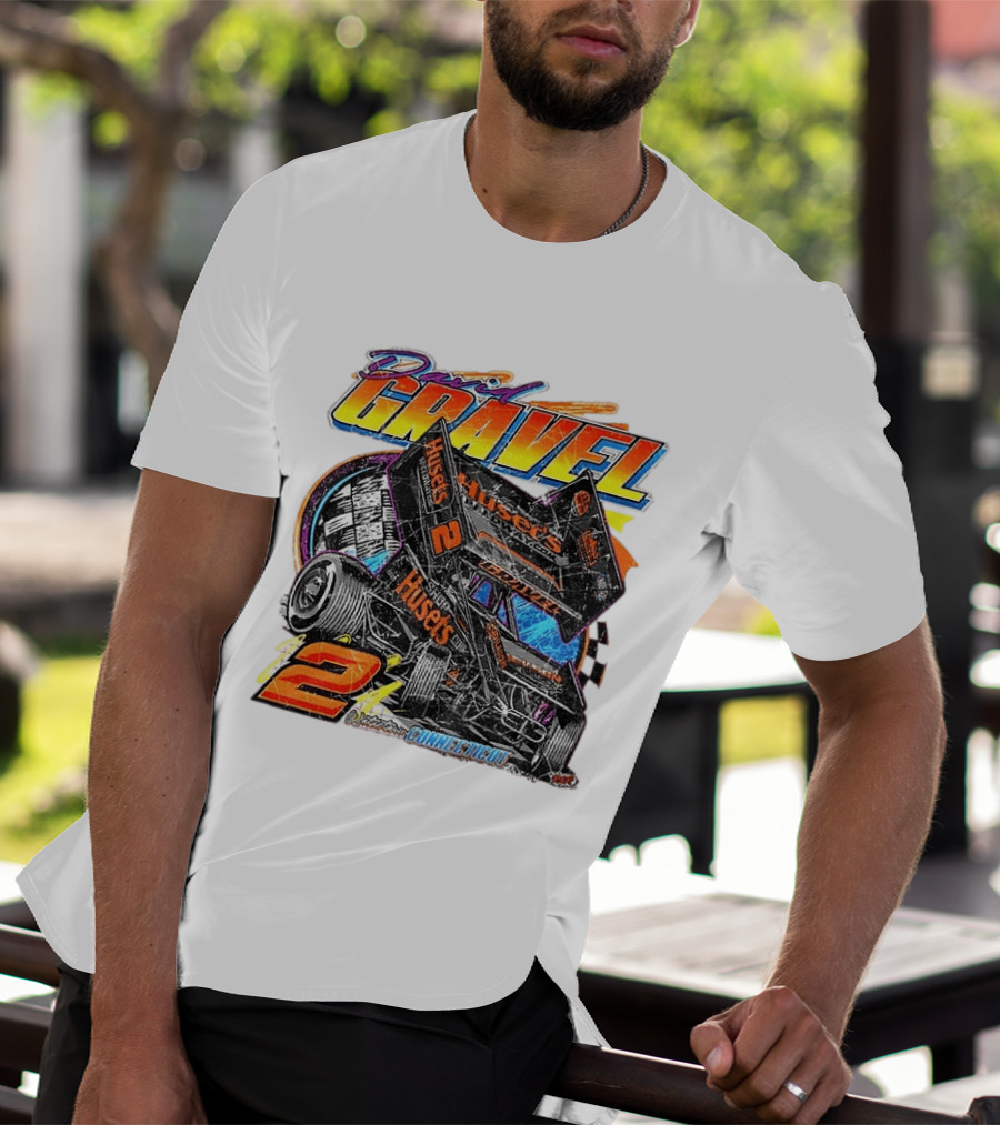 David Gravel Sprint Car Huset's Speedway Racing Connecticut 2 Orange And Blue T-Shirt