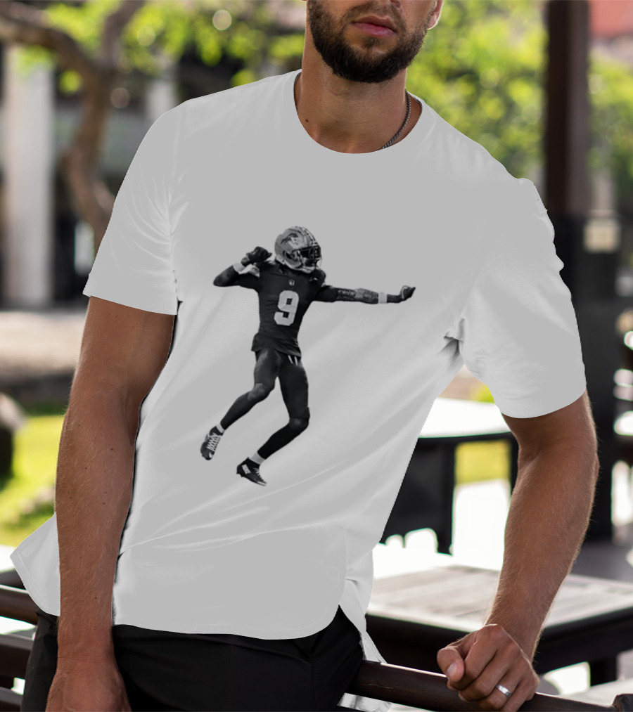 Detroit Lions Number 9 Celebratory Pose Football Athlete Cutout T-Shirt