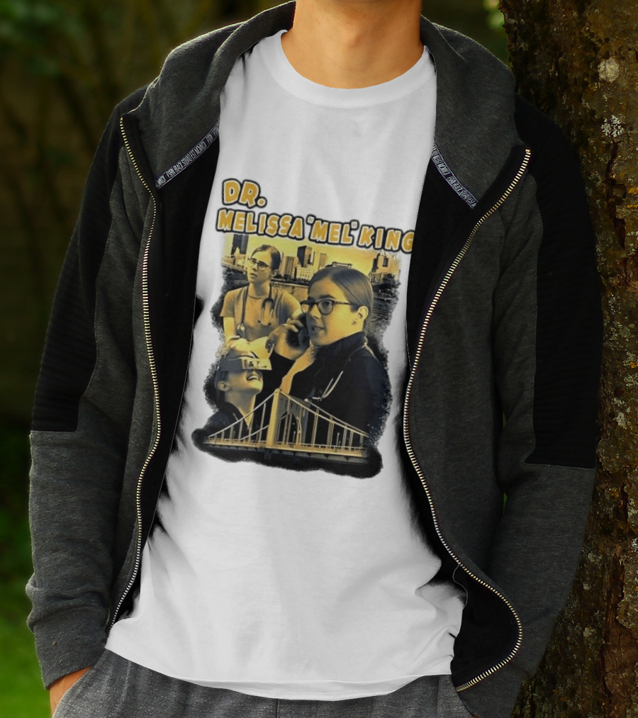 Dr Melissa Mel King Female Doctor Pittsburgh Yellow Bridge Collage T-Shirt