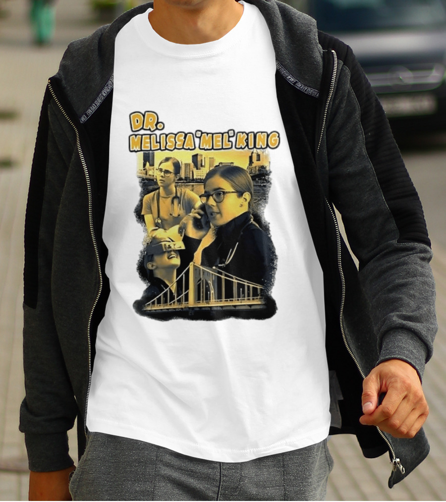 Dr Melissa Mel King Female Doctor Pittsburgh Yellow Bridge Collage T-Shirt