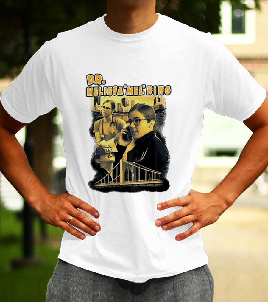 Dr Melissa Mel King Female Doctor Pittsburgh Yellow Bridge Collage T-Shirt
