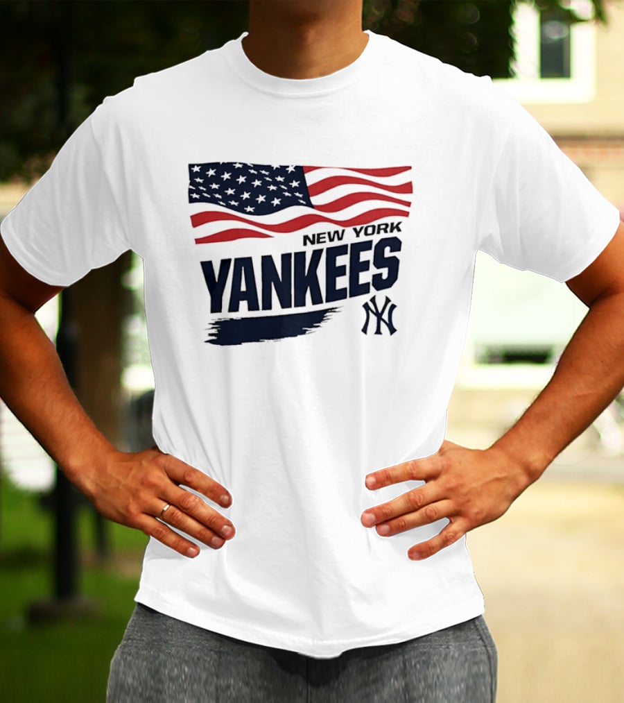 New York Yankees American Flag Brushstroke NY Yankees MLB T-Shirt