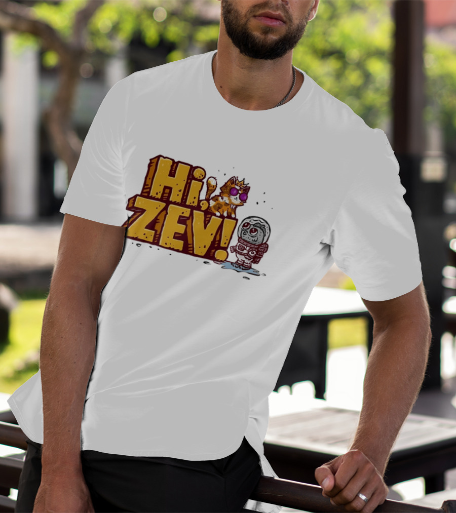 Hi Zev Cartoon Calico Cat Sunglasses Astronaut Creature T-Shirt