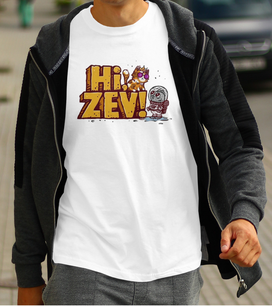 Hi Zev Cartoon Calico Cat Sunglasses Astronaut Creature T-Shirt