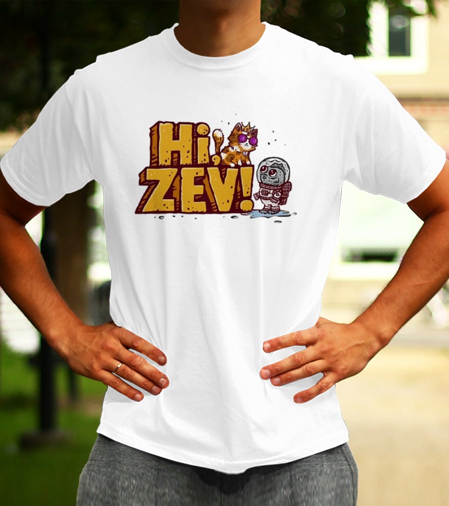 Hi Zev Cartoon Calico Cat Sunglasses Astronaut Creature T-Shirt
