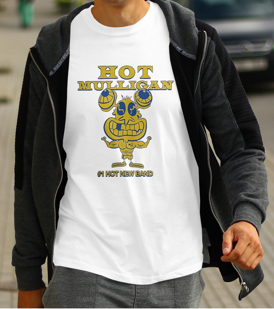Hot Mulligan New Band Cartoon Flexing Biceps Yellow Version T-Shirt